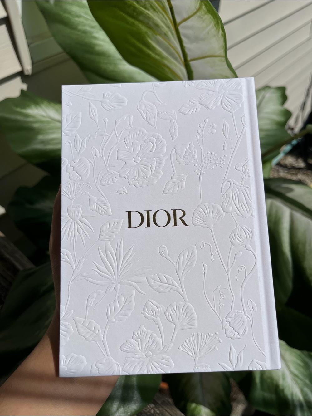 Dior White Embossed Floral Gift notebook with Gold Logo